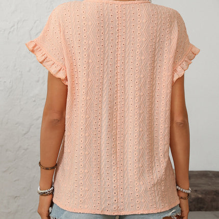 Mandy Eyelet Round Neck Short Sleeve Top