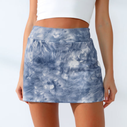 Tie-Dye Wide Waistband Active Skirt