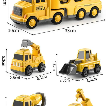 TEMI Diecast Carrier Truck Toys Cars Engineering  Vehicles  Excavator Bulldozer Truck Model Sets Kids Educational Boys For Toys