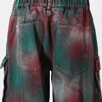 Spray-Painted Wide Leg Cargo Jeans