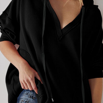 Exposed Seam Drawstring Long Sleeve Hoodie