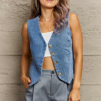 Button Down Denim Vest