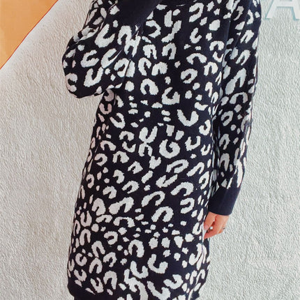 Leopard Round Neck Long Sleeve Sweater