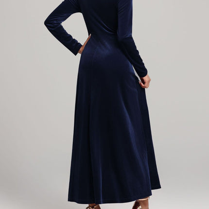 Square Neck Long Sleeve Velvet Dress