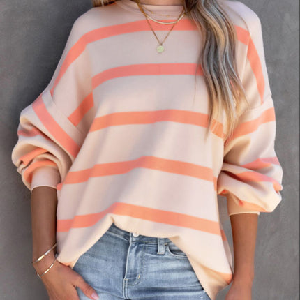 Striped Round Neck Long Sleeve Sweatshirt