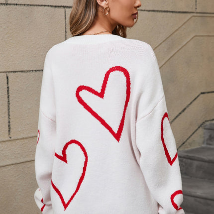 Angel Wings Heart Dropped Shoulder Long Sleeve Sweater