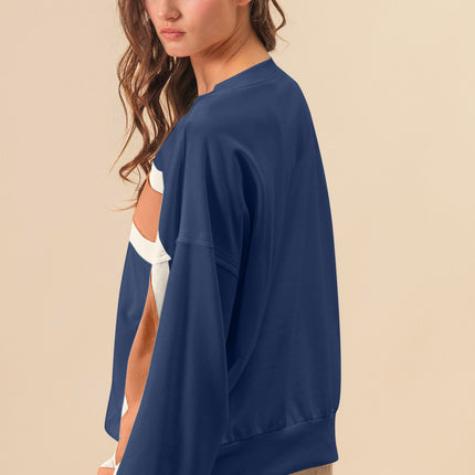 BiBi French Terry Color Block Cut Edge Detail Sweatshirt