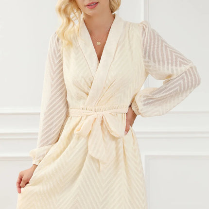 Surplice Long Sleeve Mini Dress