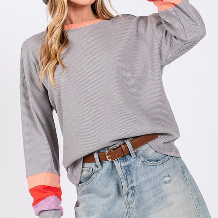 SAGE + FIG Color Block Waffle Knit T-Shirt