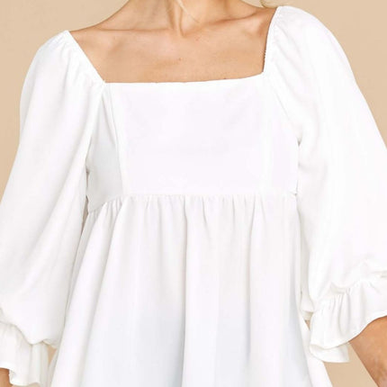 Smocked Square Neck Flounce Sleeve Blouse