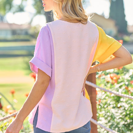 Hailey & Co Full Size Color Block Short Sleeve Top