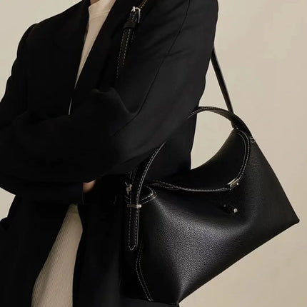 Swedish niche Toteme ladies lychee grain cowhide T-lock buckle simple commuting large-capacity shoulder Messenger bag clutch