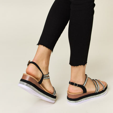 Forever Link Rhinestone Strappy Wedge Sandals