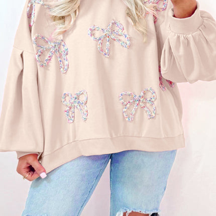 Bow Round Neck Long Sleeve Sweatshirt