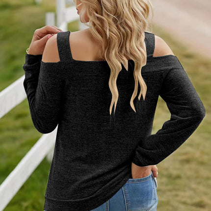 Full Size Cutout Cold Shoulder Blouse