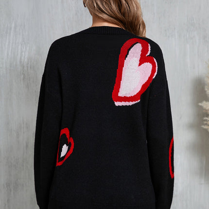 Angel Wings Heart Round Neck Long Sleeve Sweater