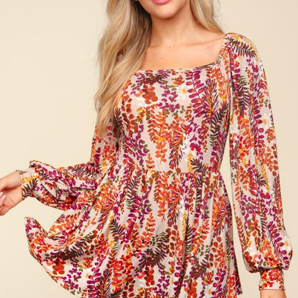 Haptics Full Size Peplum Floral Square Neck Blouse