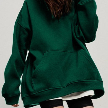 Pocketed Dropped Shoulder Long Sleeve Hoodie