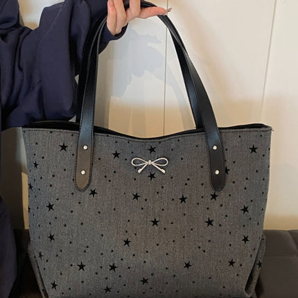 Polyester Bow Polka Dot Tote Bag