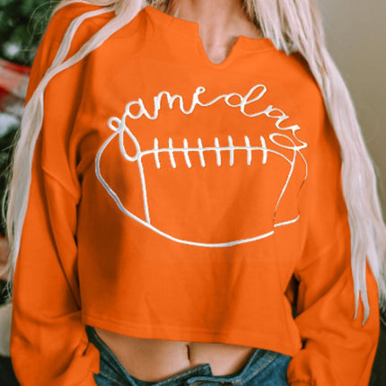 GAME DAY Football Notched Long Sleeve Sweatshirt