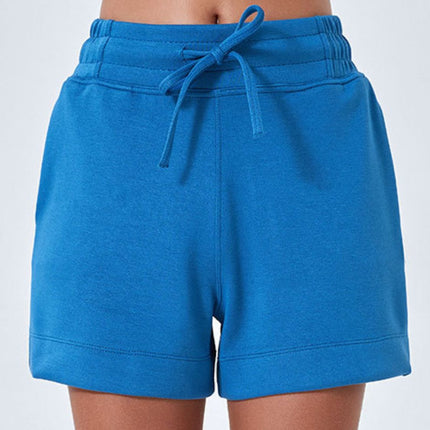 Drawstring Solid Color Shorts with Pockets