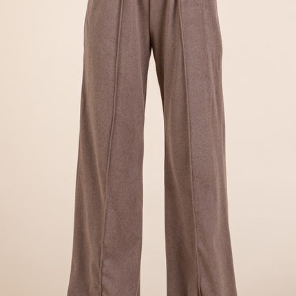 BOMBOM Elastic Waist Wide Leg Pants with Pockets