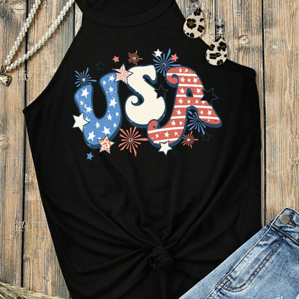 Letter Graphic Round Neck Tank