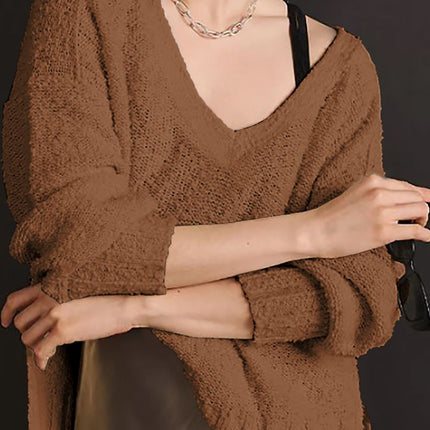 V-Neck Dropped Shoulder Sweater