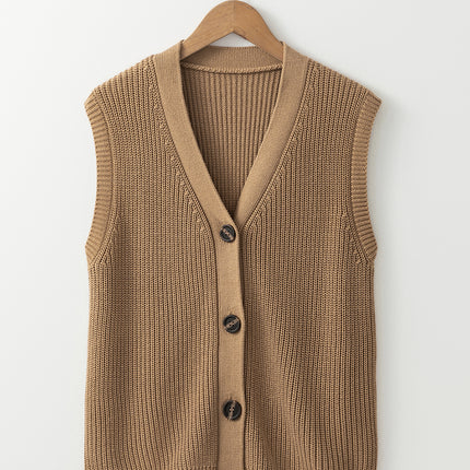 Button Up V-Neck Sweater Vest