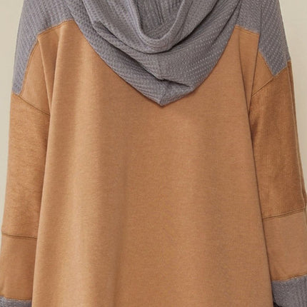 Drawstring Contrast Long Sleeve Hoodie