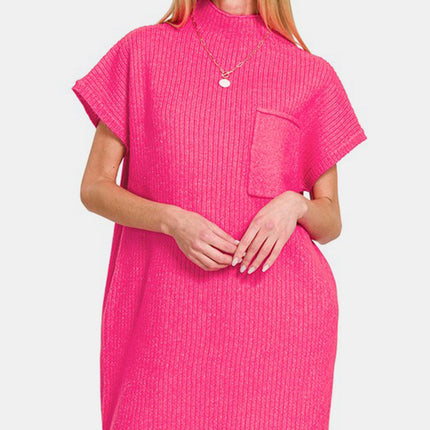 Zenana Short Sleeve Sweater Mini Dress