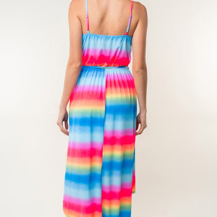 White Birch Full Size Ombre Striped Midi Cami Dress