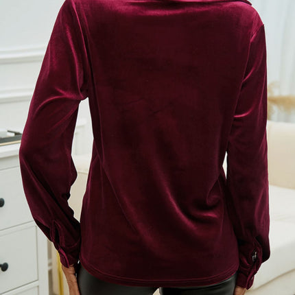 Devine Pocketed Collared Neck Long Sleeve Shirt