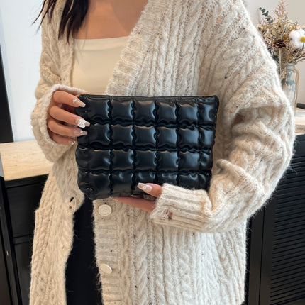 Quilted Plaid Clutch with Zipper