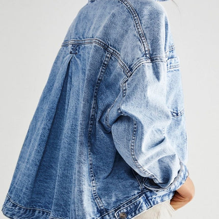 Pocketed Button Up Denim Jacket - Vickie Lynn's
