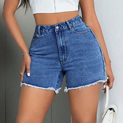 Raw Hem High Waist Denim Shorts