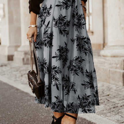 Embroidered High Waist Maxi Skirt