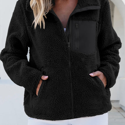 Zip Up Long Sleeve Plush Jacket