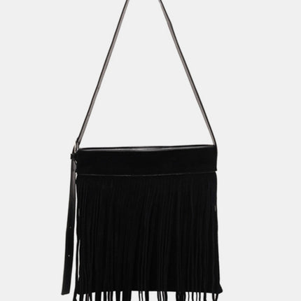 Suede Fringe Adjustable Strap Shoulder Bag