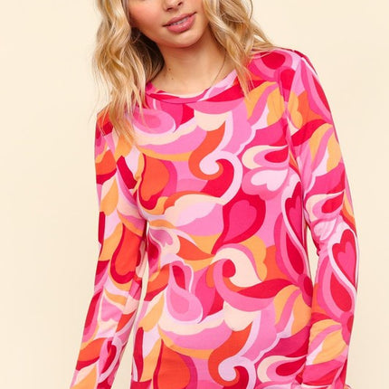 Haptics Full Size Heart Print Round Neck Long Sleeve T-Shirt