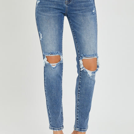 Risen Full Size High Rise Knee Distressed Skinny Jeans