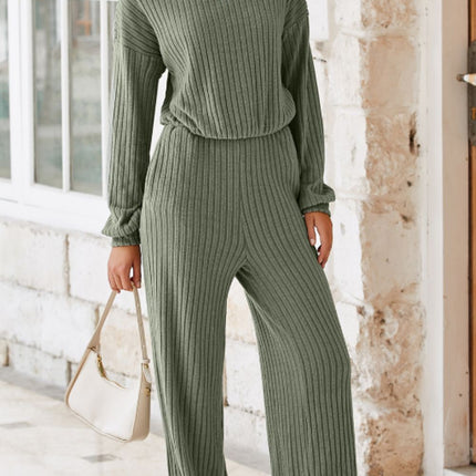 Round Neck Long Sleeve Jumpsuit - Vickie Lynn's
