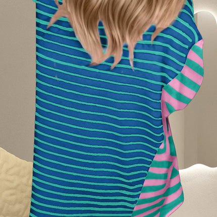 Striped Round Neck Half Sleeve T-Shirt