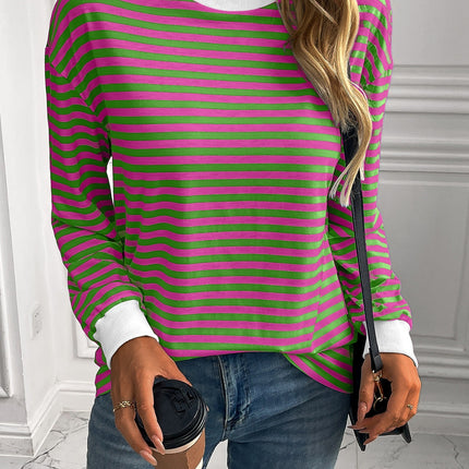 Ivy Lane Striped Round Neck Long Sleeve Sweatshirt