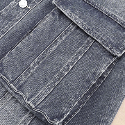 Collared Neck Button Up Denim Jacket