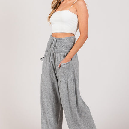 SAGE + FIG Drawstring Smocked High Waist Pants