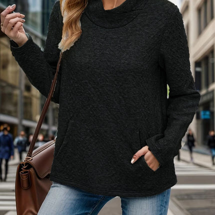 Pocketed Turtleneck Long Sleeve Sweatshirt