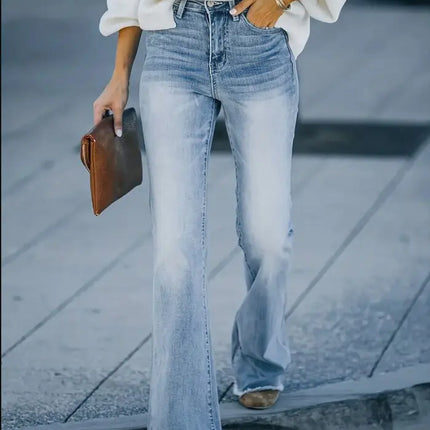 25/5 Spring And Autumn Women's Denim Pants New High-Waisted Slimming Micro-Flared Jeans Female Trend 366