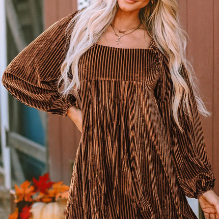 Square Neck Long Sleeve Mini Dress