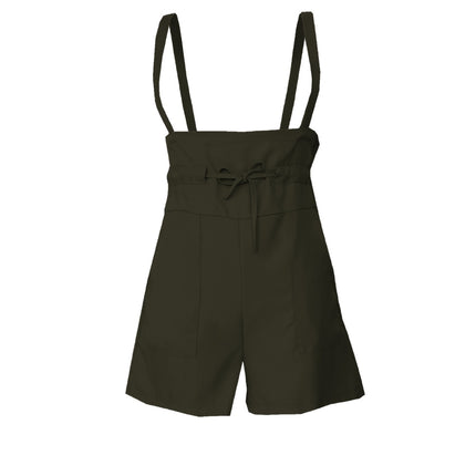 Drawstring Wide Strap Overalls with Pockets